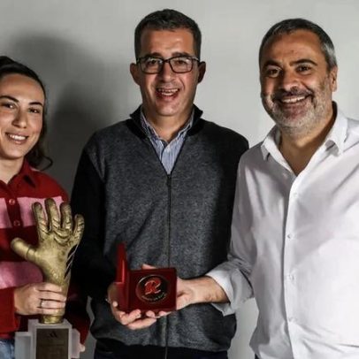 Luís Conceição e Ana Catarina recebem Record de Ouro no futsal