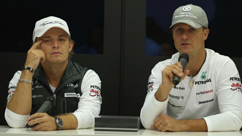 Nico Rosberg e Michael Schumacher foram companheiros de equipa na Mercedes
