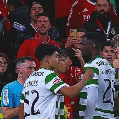 Maxi Araújo atingido por duas garrafas lançadas por adeptos do Benfica-Sporting