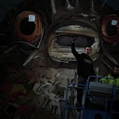 Bordalo II encerra 2025 com mural de alerta ambiental na Trafaria