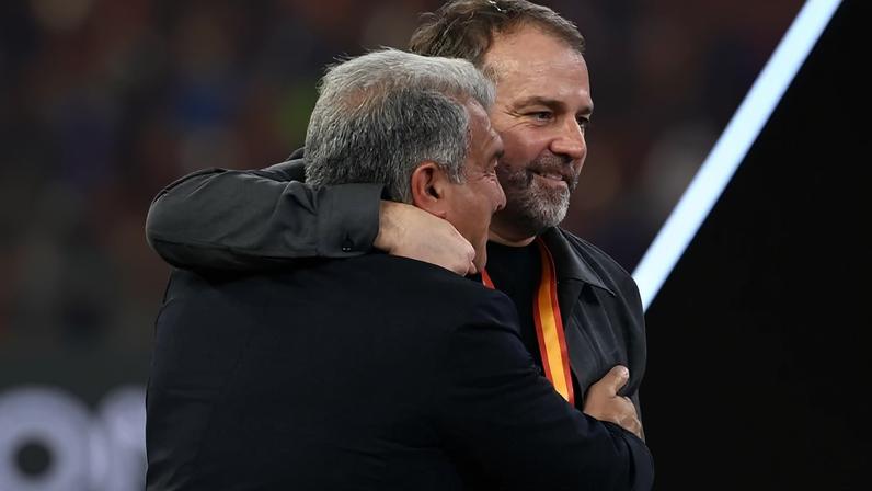 Laporta e Flick depois da conquista da Supertaça de Espanha - Foto: STRINGER/EPA