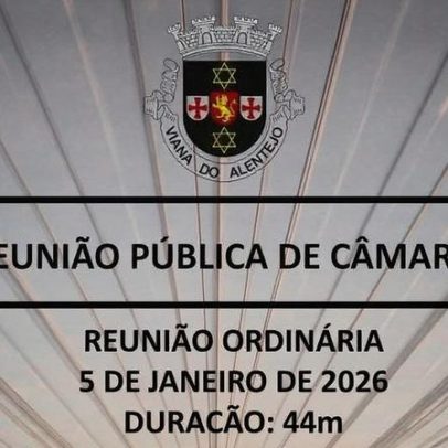 Câmara Municipal de Viana do Alentejo realiza Reunião Ordinária em 5 jan. 2026
