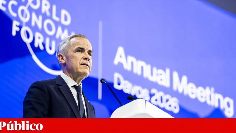 Mark Carney, primeiro-ministro do Canadá, discursou no Fórum Económico Mundial, em Davos (Suíça)