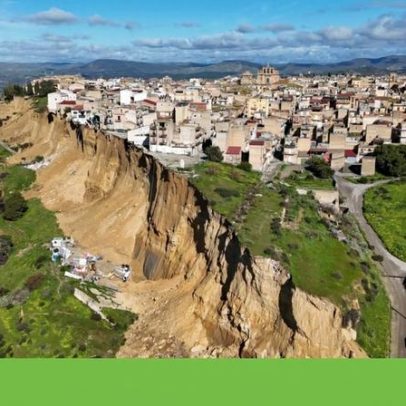 Cidade siciliana à beira do precipício após deslizamento de terra durante tempestade
