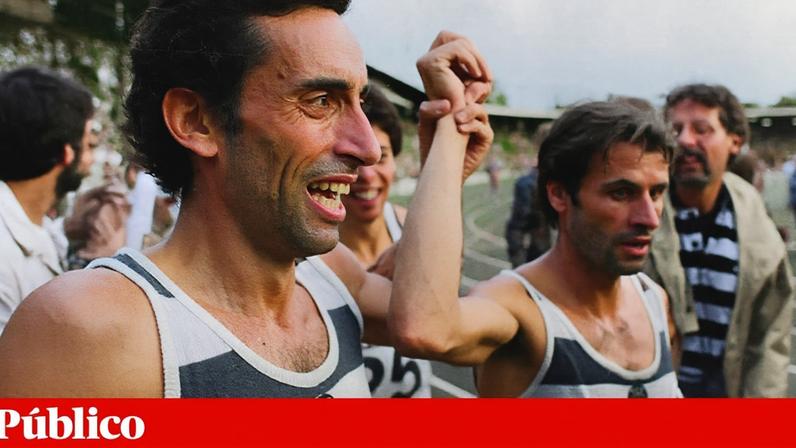 Fernando a bater o recorde mundial dos 10 mil metros em Estocolmo, em 1984