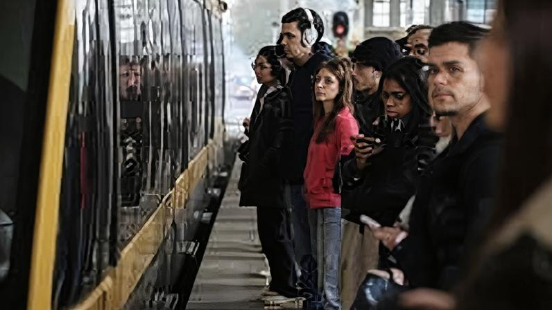 Passageiros aguardam pela chegada do Metro em dia de Greve geral dos maquinistas do Metro do Porto, Vila Nova de Gaia, 06 de dezembro de 2024. O Sindicato Nacional dos Maquinistas dos Caminhos de Ferro Portugueses avançou para a greve face à ausência de clarificação do Governo sobre a relação entre sinistralidade ferroviária e taxa de álcool destes trabalhadores, sugerida pelo ministro Leitão Amaro. JOSÉ COELHO/LUSA