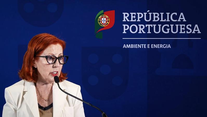 A ministra do Ambiente e Energia, Maria da Graça Carvalho, intervém na conferência de imprensa de apresentação do E-LAR e do Bairros + Sustentáveis, programas para tornar as casas mais eficientes e de combate à pobreza energética, em Lisboa, 05 de agosto de 2025. RODRIGO ANTUNES/LUSA