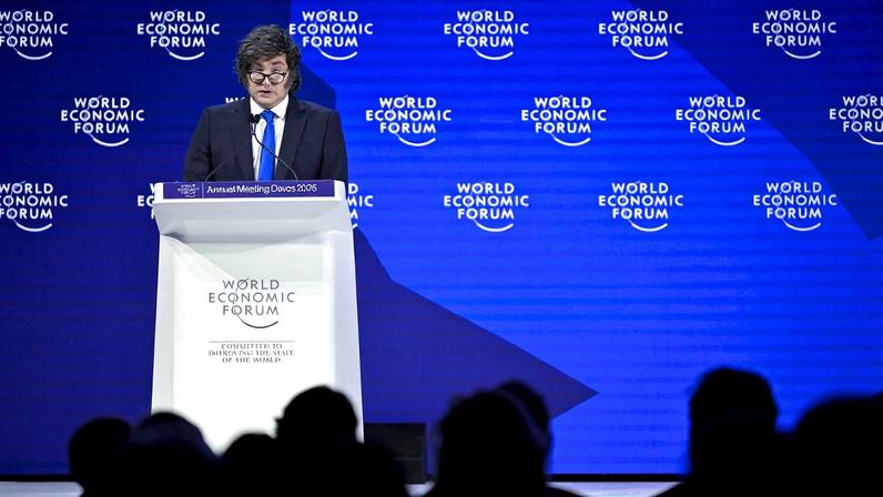 Javier Milei, President of Argentina speaks during his Special Address at the 56th annual meeting of the World Economic Forum (WEF) in Davos, Switzerland, 21 January 2026.
