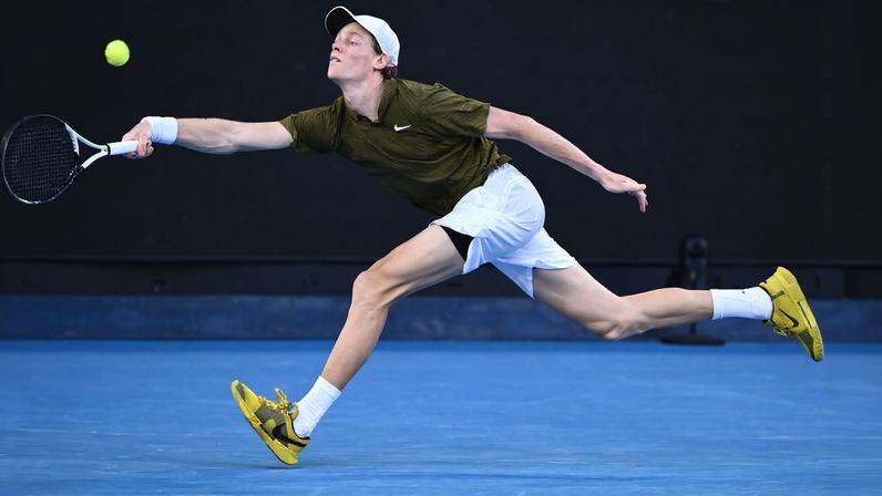 Jannik Sinner of Italy in action during the Men’s 4th round match against compatriot Luciano Darderi on day 9 of the 2026 Australian Open tennis tournament at Melbourne Park in Melbourne, Australia, 26 January 2026.