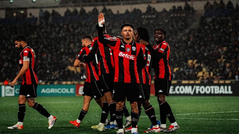 Festejos dos jogadores do Nice frente ao Nantes - Foto: Nice/X