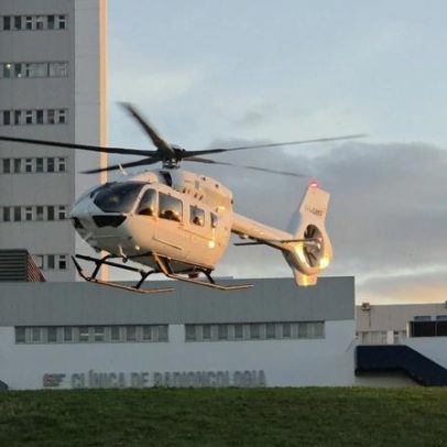 EN3 cortada no Cartaxo após acidente; helicóptero do INEM no local