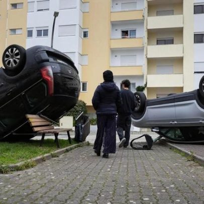 Vento forte em Leiria causa danos em estádio, árvores e carros