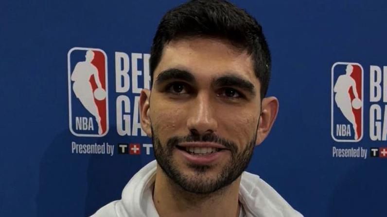 Santi Aldama em conversa com A BOLA na Uber Arena, em Berlim