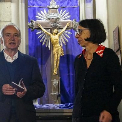 Domingos Bragança na inauguração da exposição A Paixão em Guimarães
