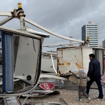 Tempestade Kristin provoca destruição na Figueira da Foz