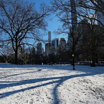 Neve cai em Nova Iorque pela primeira vez em uma década