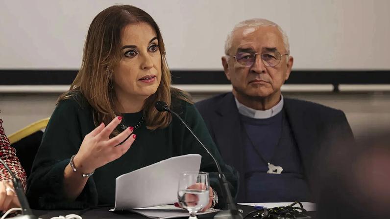 Psicóloga Rute Agulhas e D. José Ornelas, presidente da CEP e bispo de Leiria-Fátima