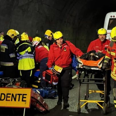 Simulado de acidente testa socorro no Túnel do Marão