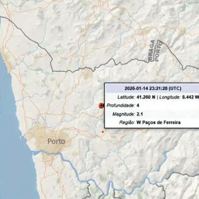 Sismo de magnitude 2,1 foi sentido em Paços de Ferreira