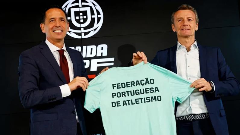 Pedro Proença ao lado de Paulo Guerra, vice-presidente da Federação Portuguesa de Atletismo