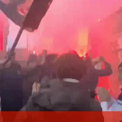 Adeptos do Sp. Braga mostram cânticos e tochas na viagem a Leiria