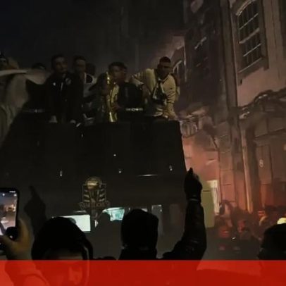 Chegada do Vitória a Guimarães com festa de adeptos nas ruas
