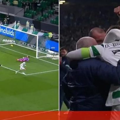 Bragança celebra remate de pé direito e faz pedido a Nuno Mendes do PSG