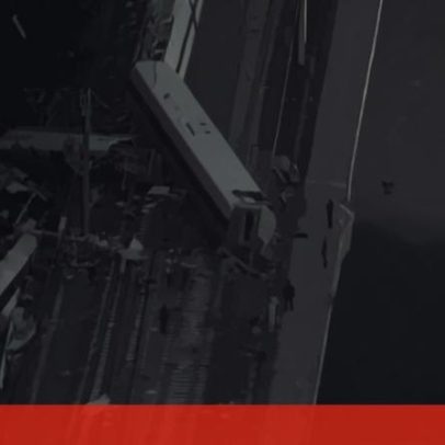 Destruição após colisão de comboios de alta velocidade em Espanha, imagens aéreas