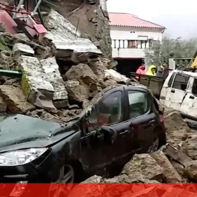 Muro desaba sobre carros devido a mau tempo na Covilhã