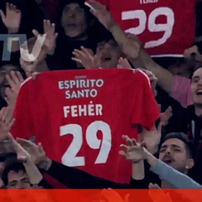 Benfica homenageia Fehér: bancada em pé aos 29 minutos frente ao E. Amadora