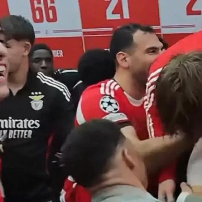 Benfica vence Real Madrid e Lopes Cabral mostra festa no balneário