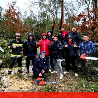 ACRD Cabeçudo jogadores ajudam bombeiros e população da Sertã com motosserras