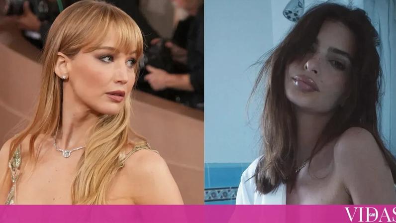 Jennifer Lawrence e Emily Ratajkowski em momentos distintos
