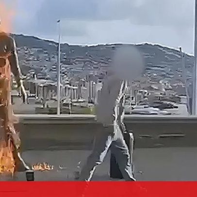 Homem interceptado por filmar incêndio na estátua de CR7 no Funchal