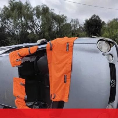 Mulher fica gravemente ferida após capotamento na A22