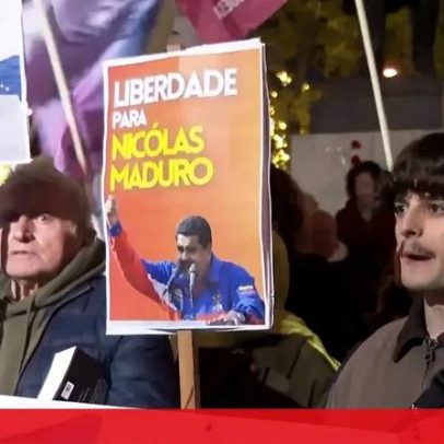 Manifestantes em Lisboa protestam contra intervenção dos EUA na Venezuela