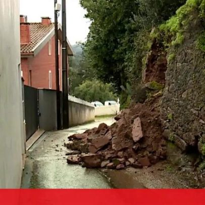 Mau tempo provoca derrocada de muro junto a casas em Coimbra