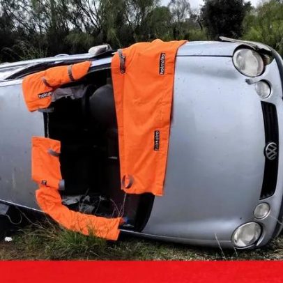 Mulher fica gravemente ferida após capotamento de carro na A22