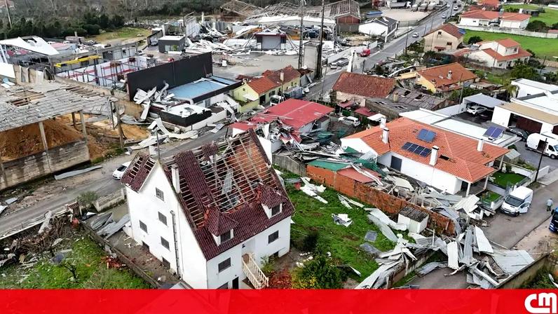 Depressão Kristin deixa rasto de destruição em Leiria