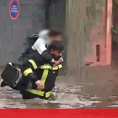 Menino salvo por bombeiro em estrada inundada em Águeda