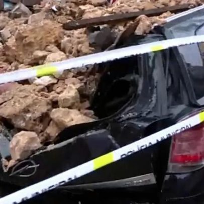 Muro de prédio devoluto desaba em Lisboa e destrói dois carros