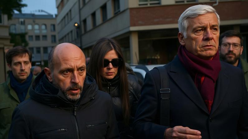 Jacques Moretti e a mulher à chegada do tribunal