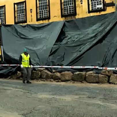 Mau tempo provoca queda de muro na EN 338, Covilhã