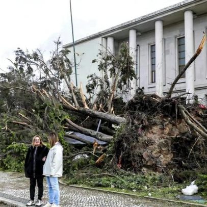 Entrega de bens a afetados pelo mau tempo em Leiria no Pavilhão dos Pousos