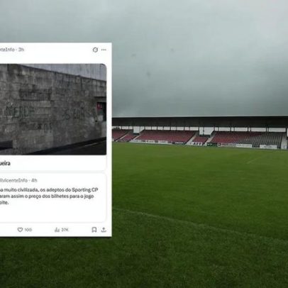 Adeptos vandalizam parede de estádio em Barcelos em protesto contra bilhetes