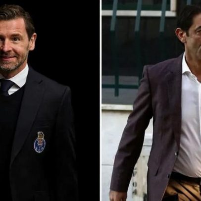 Villas-Boas e Rui Costa separados na tribuna do clássico