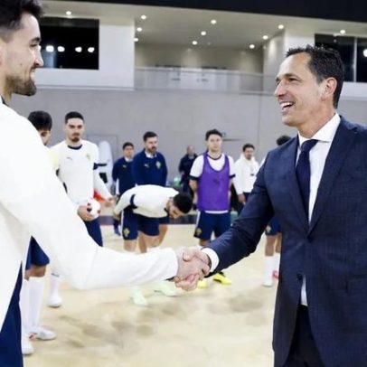 Pedro Proença visita treino da seleção de futsal e pede mais uma alegria