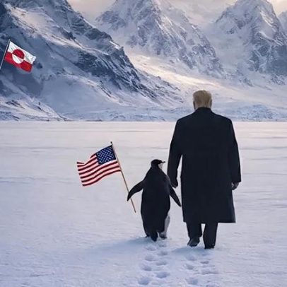 Casa Branca mostra imagem de Trump com pinguins da Gronelândia que não existem no território