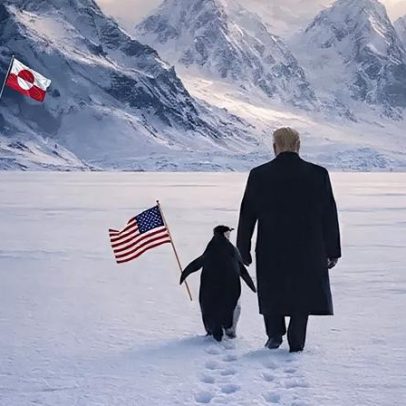 Casa Branca partilha imagem de Trump com pinguins da Gronelândia inexistentes
