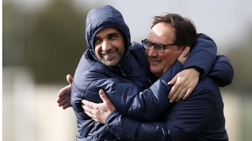 Rui Borges e Paulinho no treino do Sporting